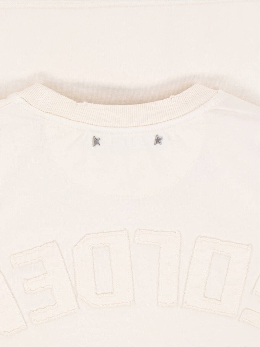 Golden Goose “Golden” Distressed T-Shirt – White