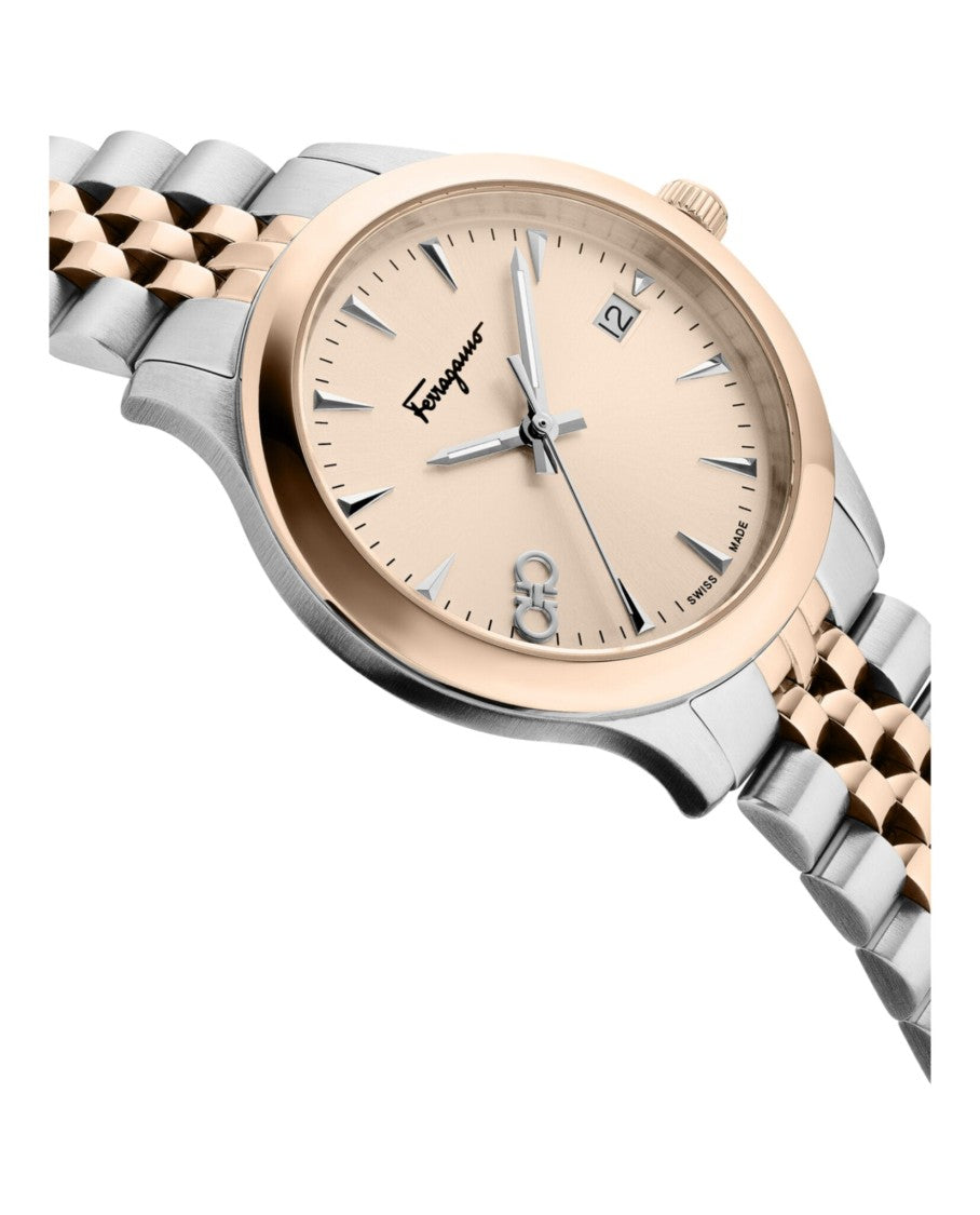 Ferragamo Duo Rose Gold Silver Two-Tone Watch