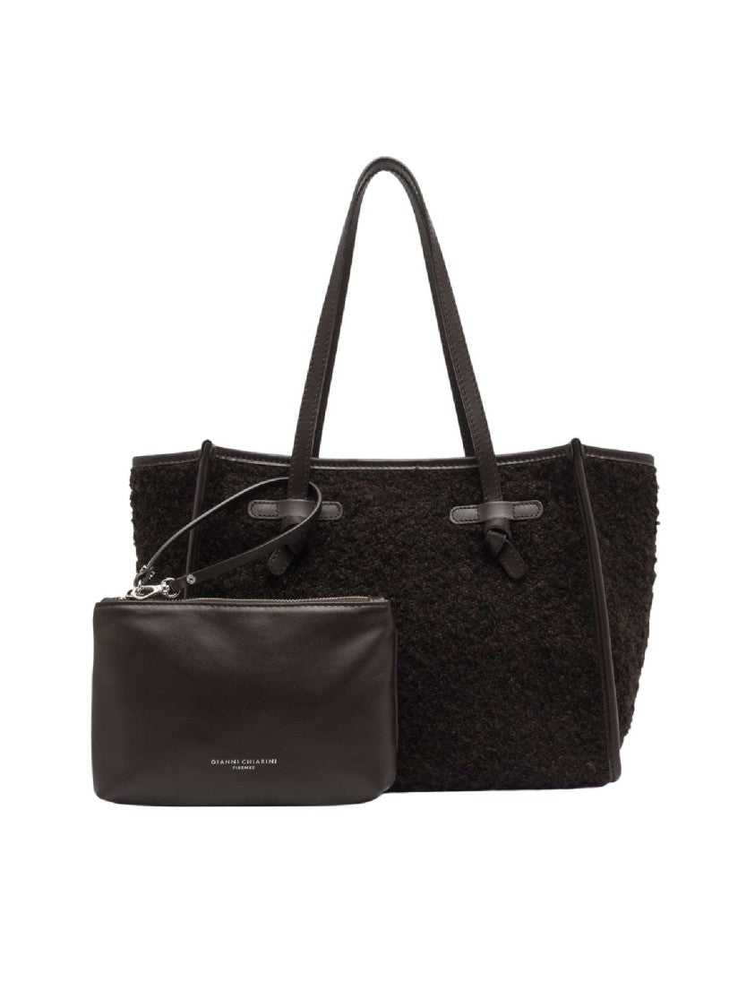 Gianni Chiarini Espresso Textured Fabric Leather Tote Bag
