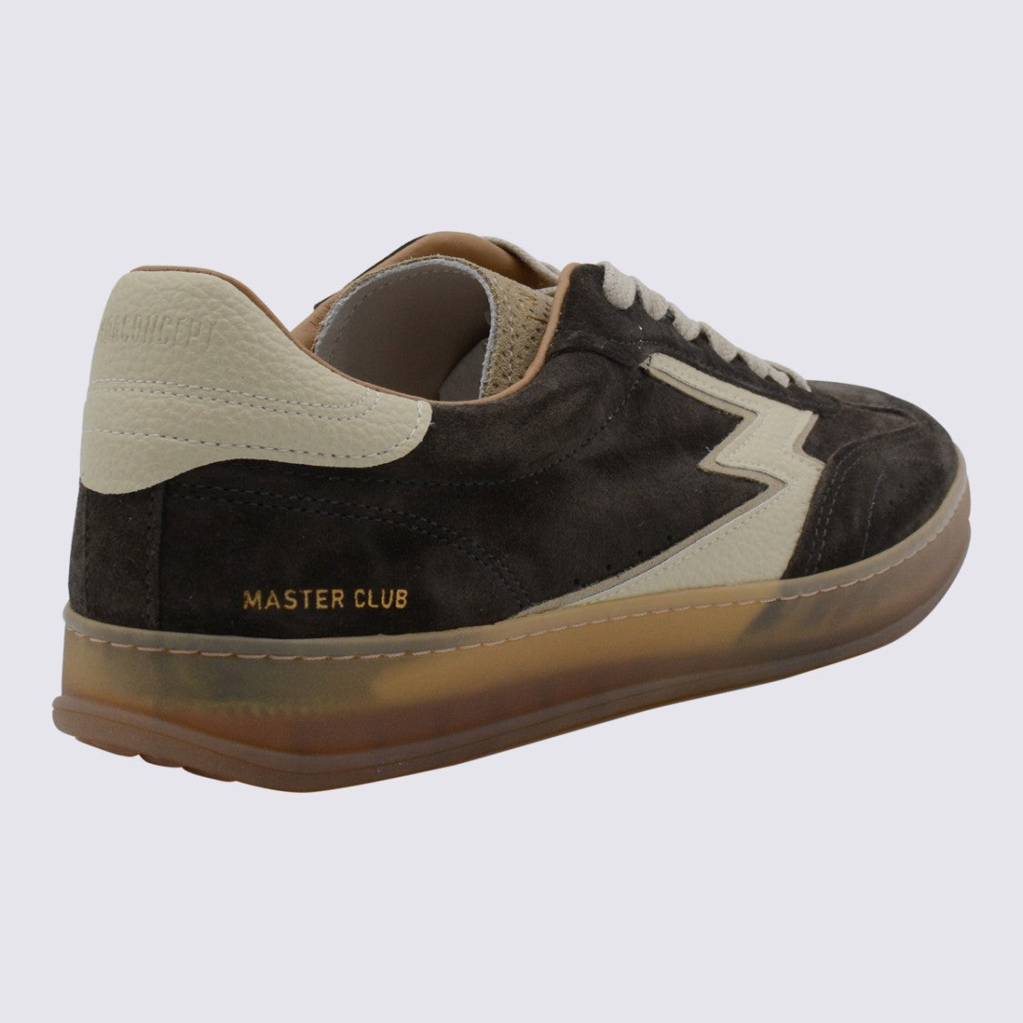 Moaconcept Dark Brown Sneakers From Moaconcept Featuring Round Toe, Laces Fastening, Lateral Logo Print, Contrasting Heel And Flat Rubber Sole.