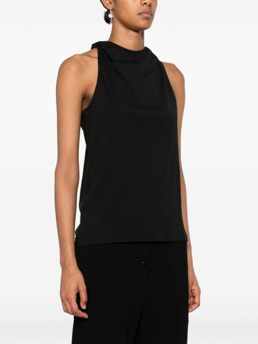 Courrèges Hooded Sleeveless Black Top