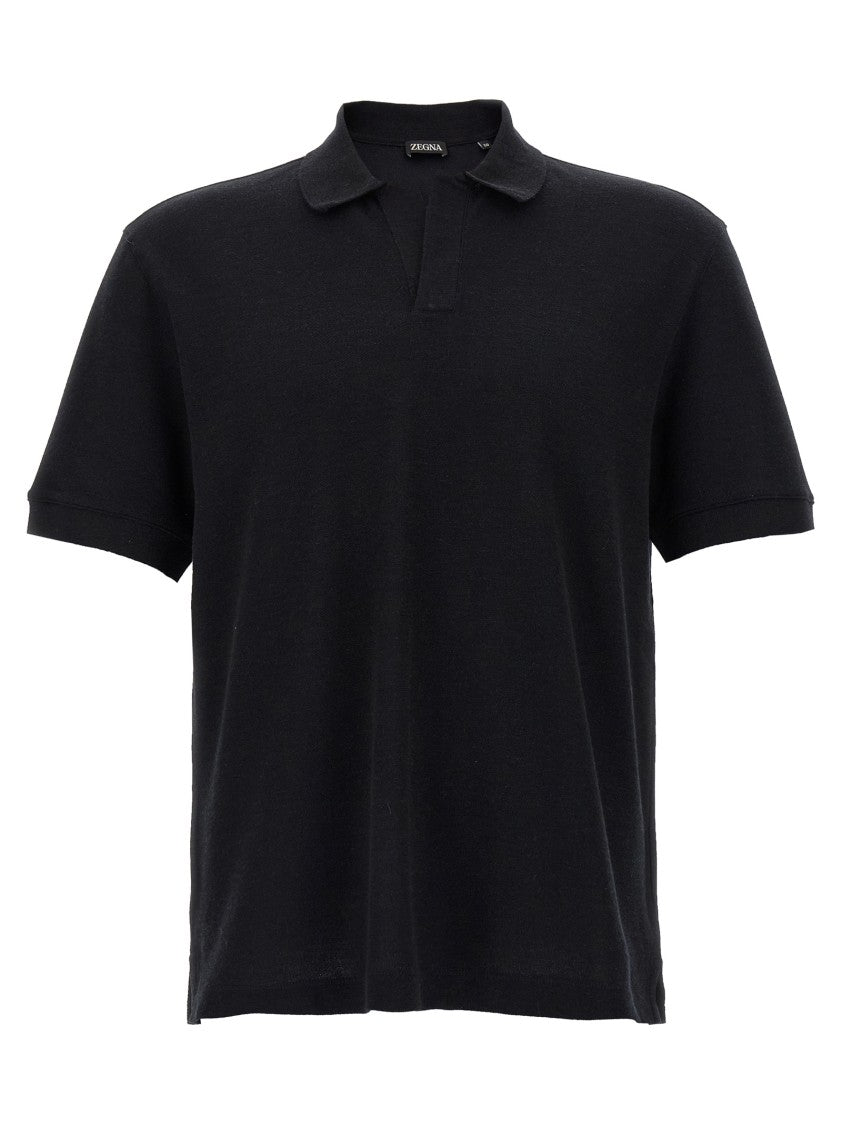 Zegna Cashmere Blend Polo Shirt With V-Neck