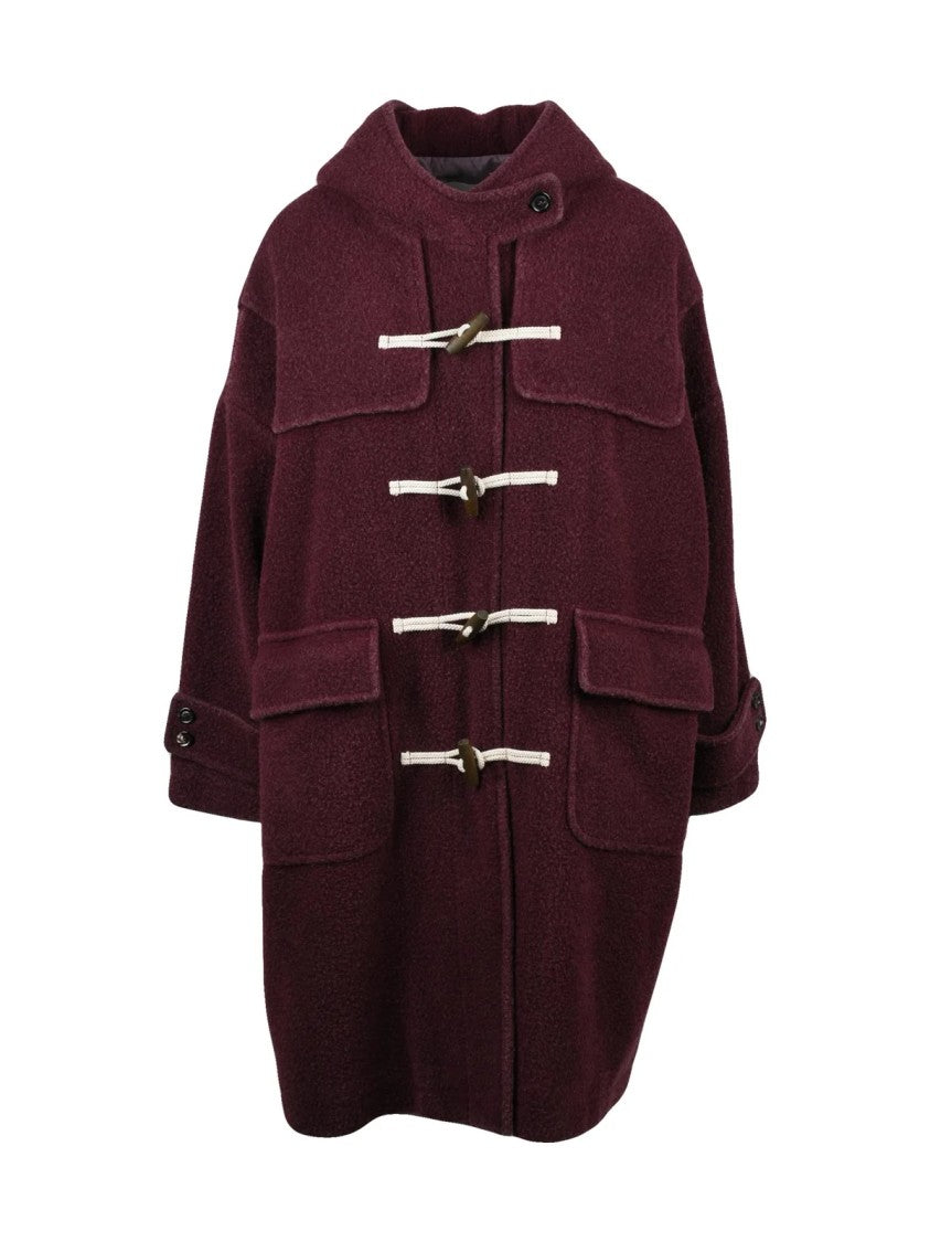 Circolo 1901 Deep Red Virgin Wool-Blend Montgomery Coat