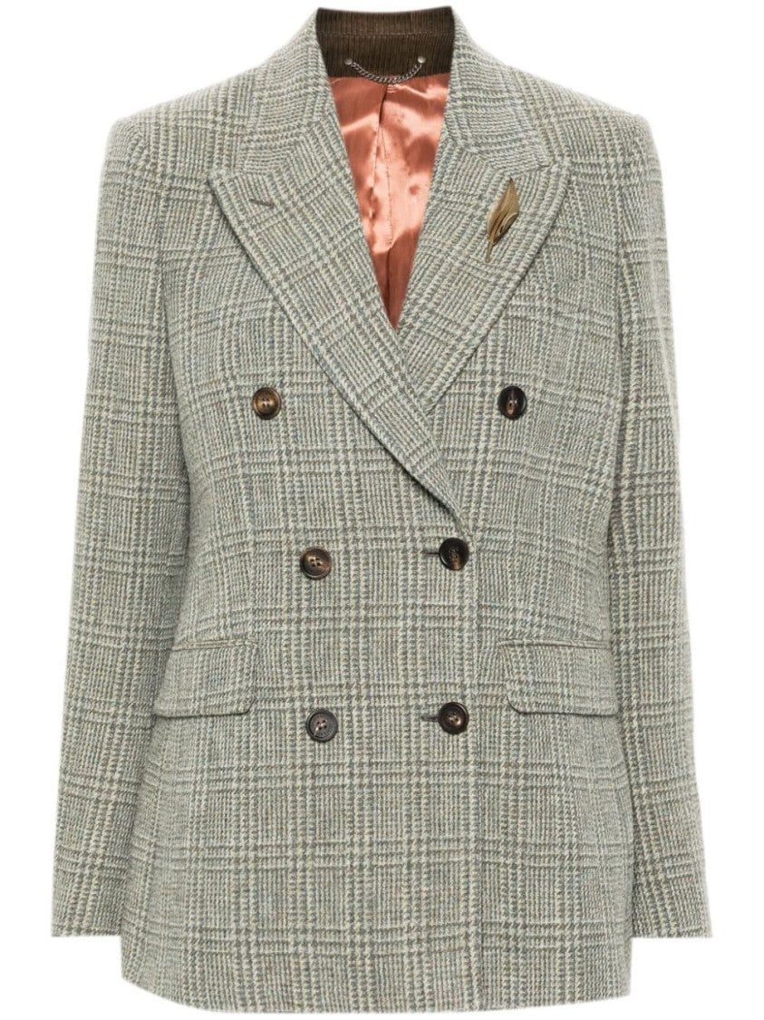 Golden Goose Grey Checked Double-Breasted Blazer