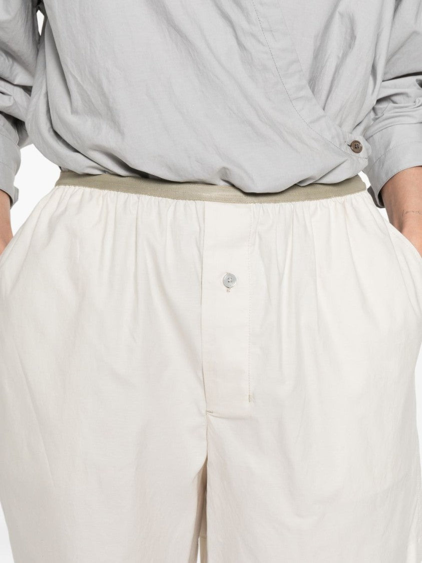 Lemaire White Minimalistic Contrast Trim Shorts