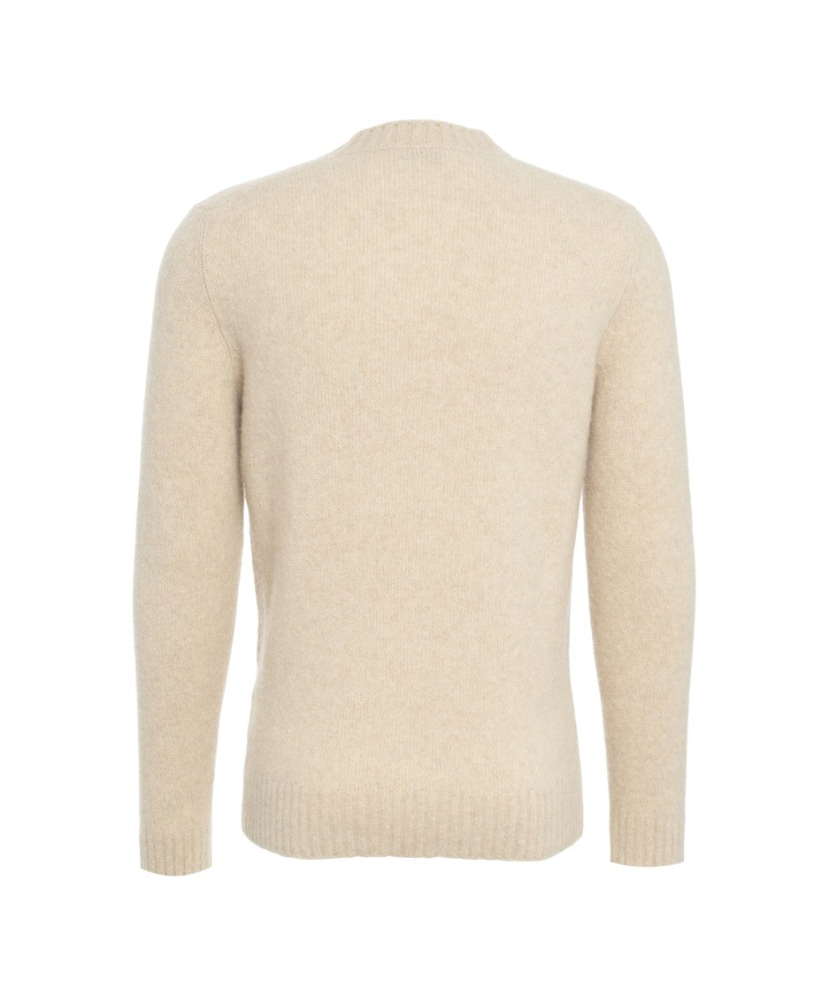 Kangra Beige Knit Sweater With Classic Round Neck