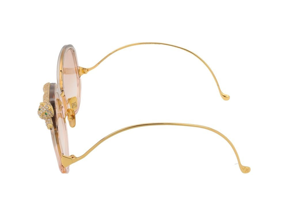 Anna-Karin Karlsson Oversized Gradient Tint Gold Detail Round Sunglasses