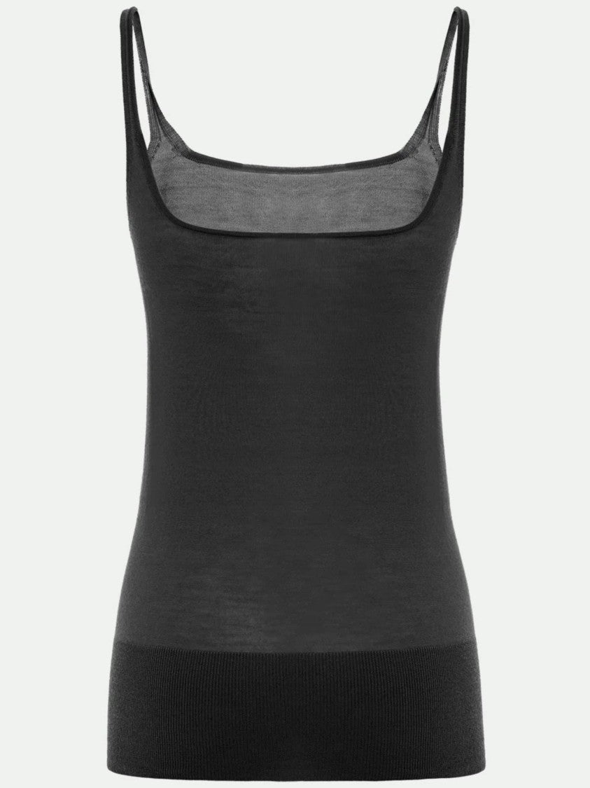 Malo Black Canottiera Fitted Cashmere Tank Top