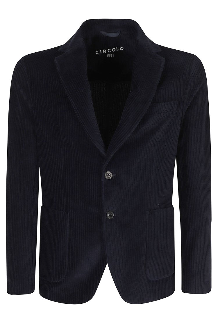 Circolo 1901 Navy Corduroy Single-Breasted Cotton-Blend Blazer