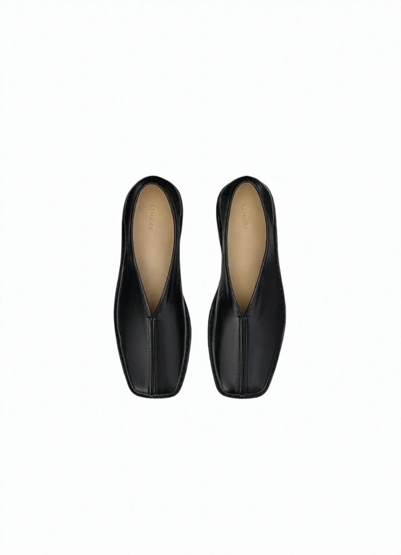 Lemaire Black Leather Loafers With Silhouette