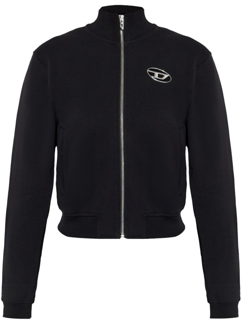Diesel Fitted Black Sweatshirt With High Collar