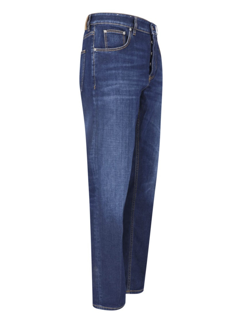 Pt Torino Blue Reggae Cotton Denim Straight-Leg Jeans