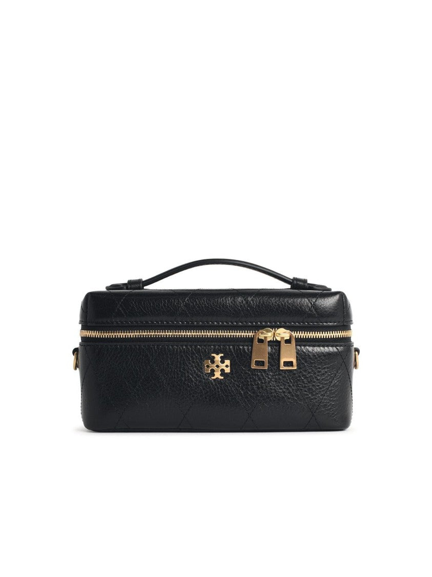 Tory Burch 'Charlie Matelassé' Mini Beige Leather Beauty Case
