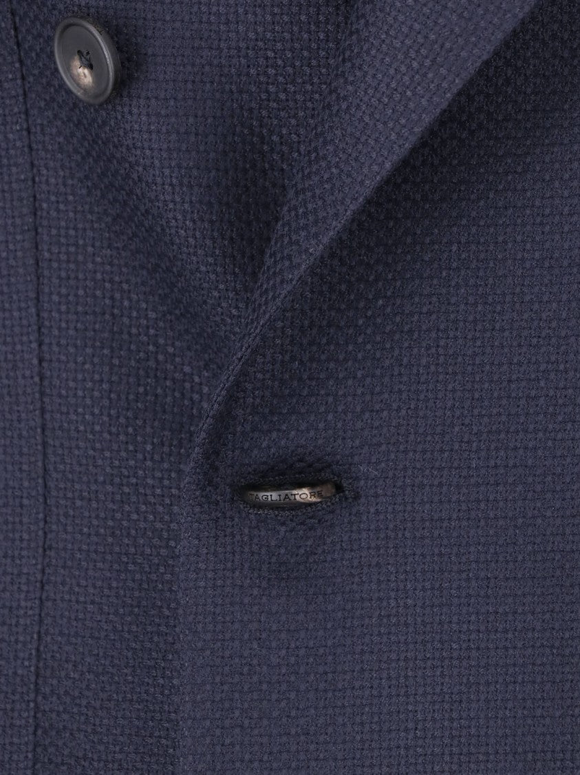 Tagliatore Navy Blue Virgin Wool Blazer