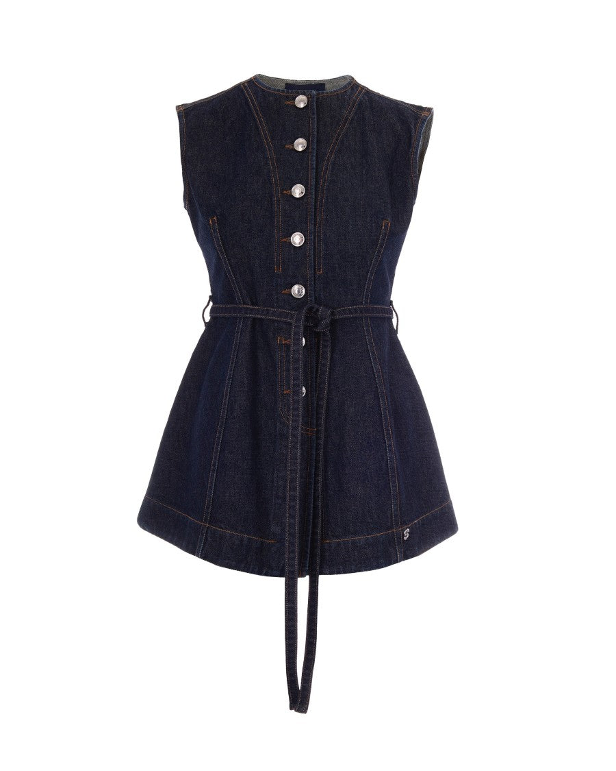 Sportmax Sleeveless Top In Authentic Indigo Denim