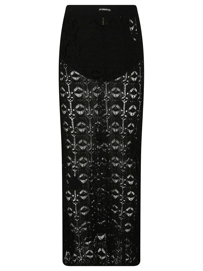 Pinko Anthemis Intricate Lace Cotton Midi Skirt