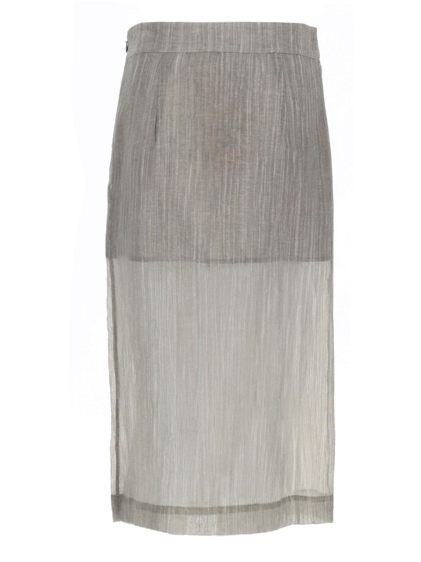 The Garment Delphi Wrap Front Semi-Sheer Midi Skirt