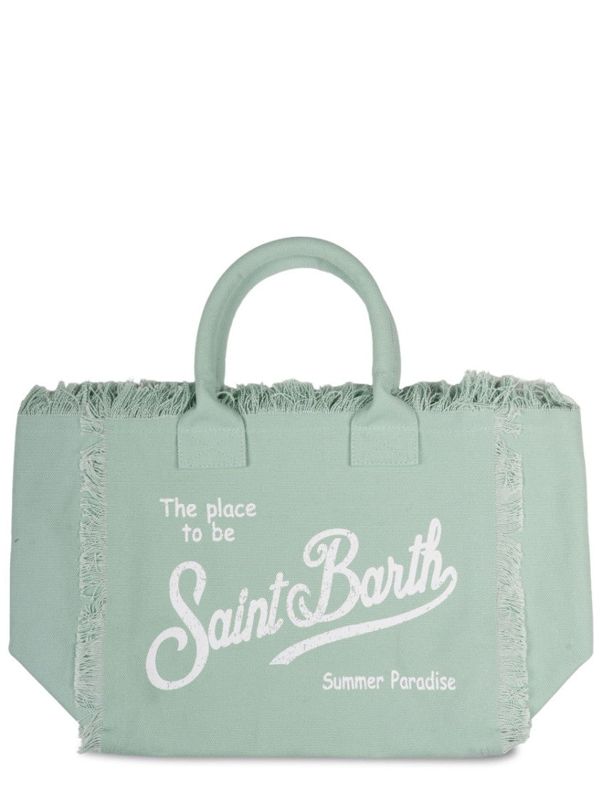 Mc2 Saint Barth Rectangular Cotton Tote Bag With Fringed Edges