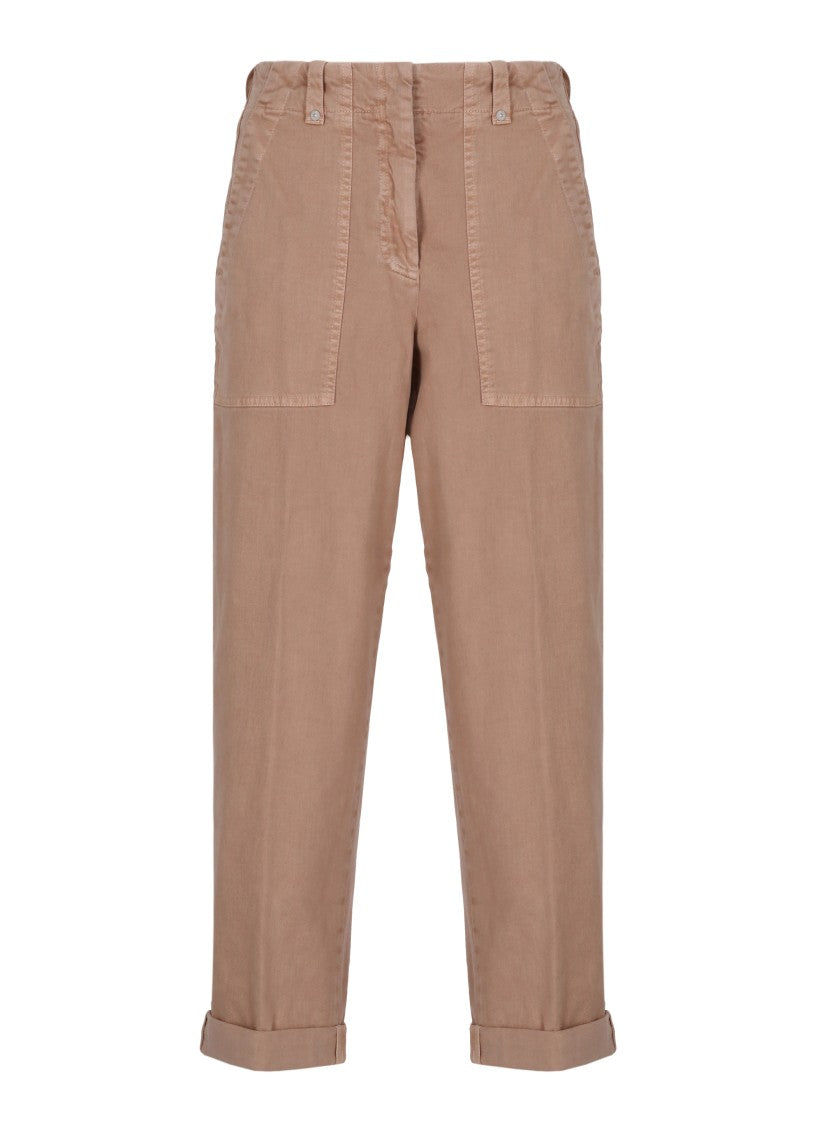 Peserico Relaxed Fit Antique Pink Trousers With Cuffed Hems