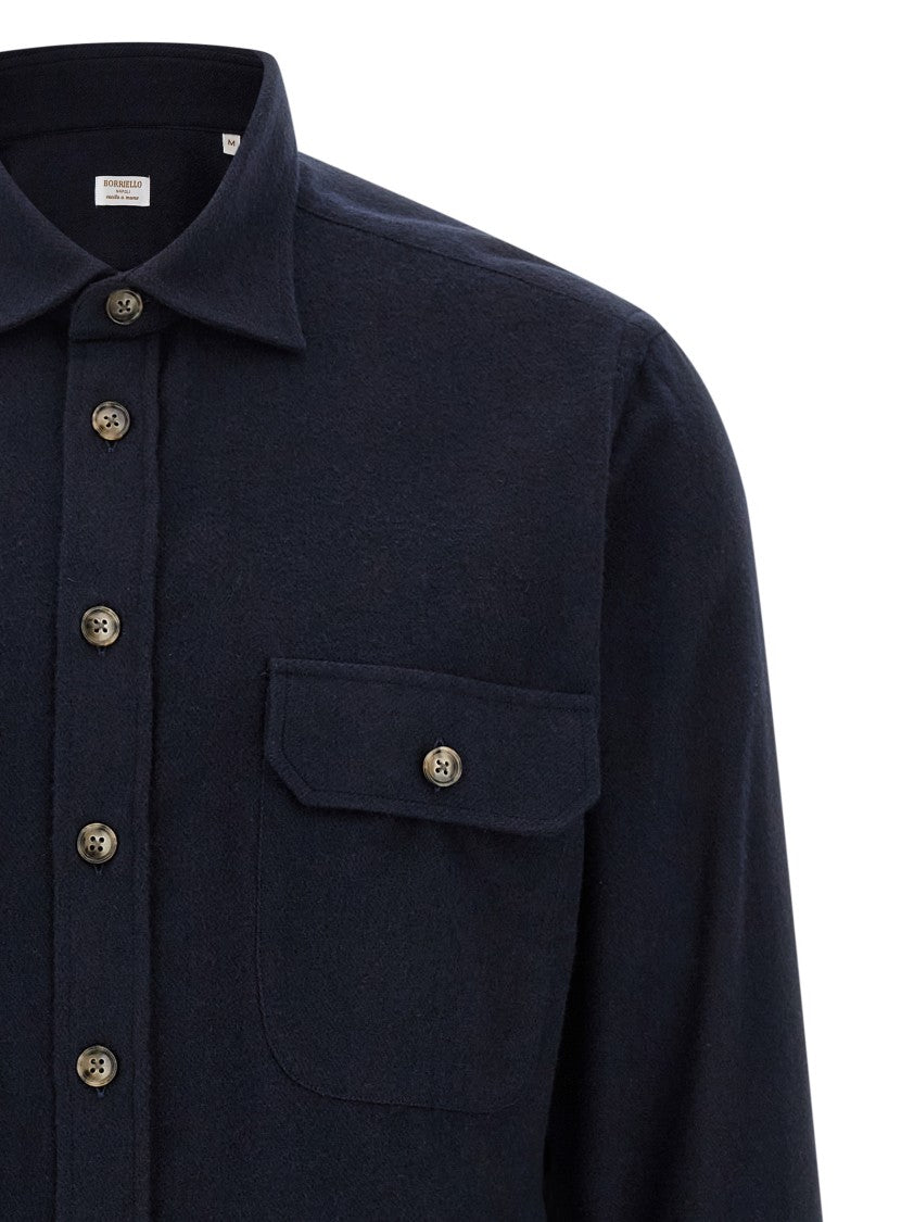 Borriello Structured Cotton Flannel Shirt With Buttoned Pockets
