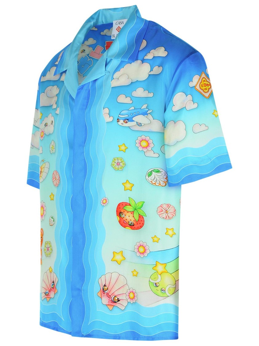 Casablanca Kawaii' Light Blue Silk Shirt
