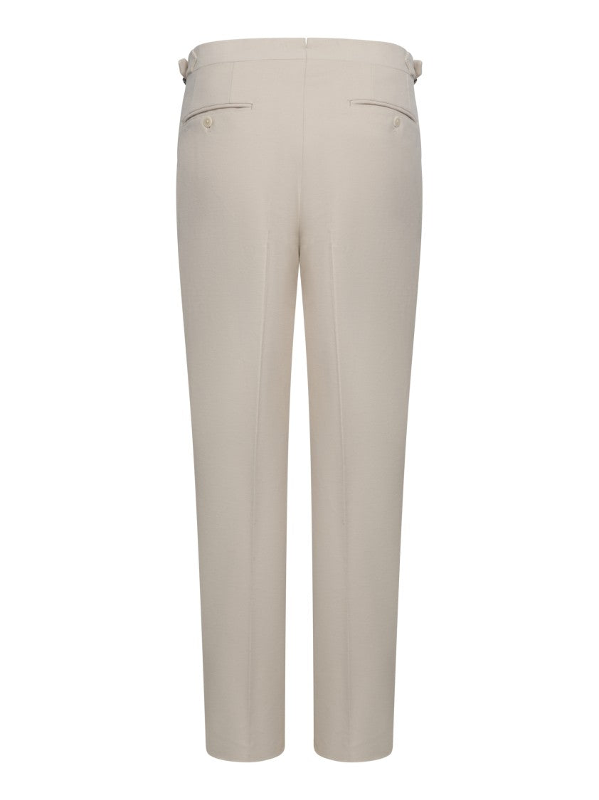 Franzese Collection Tailored Beige Trousers With Peach-Touch Fabric