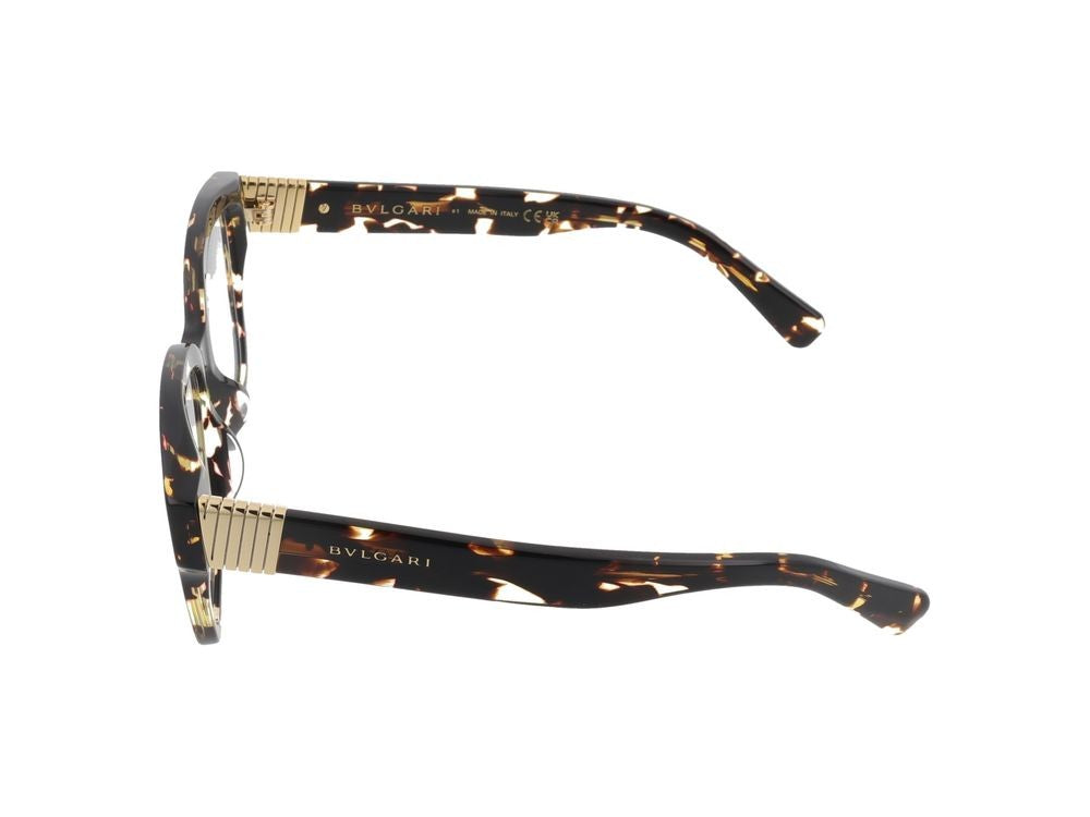 Bulgari Oversized Tortoiseshell Gold Accent Eyeglasses