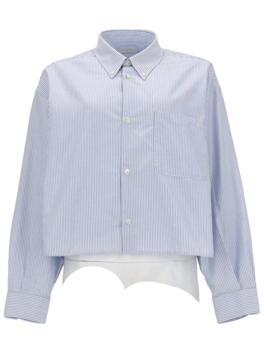 A.P.C. Sophia Cropped Pinstripe Organic Cotton Shirt