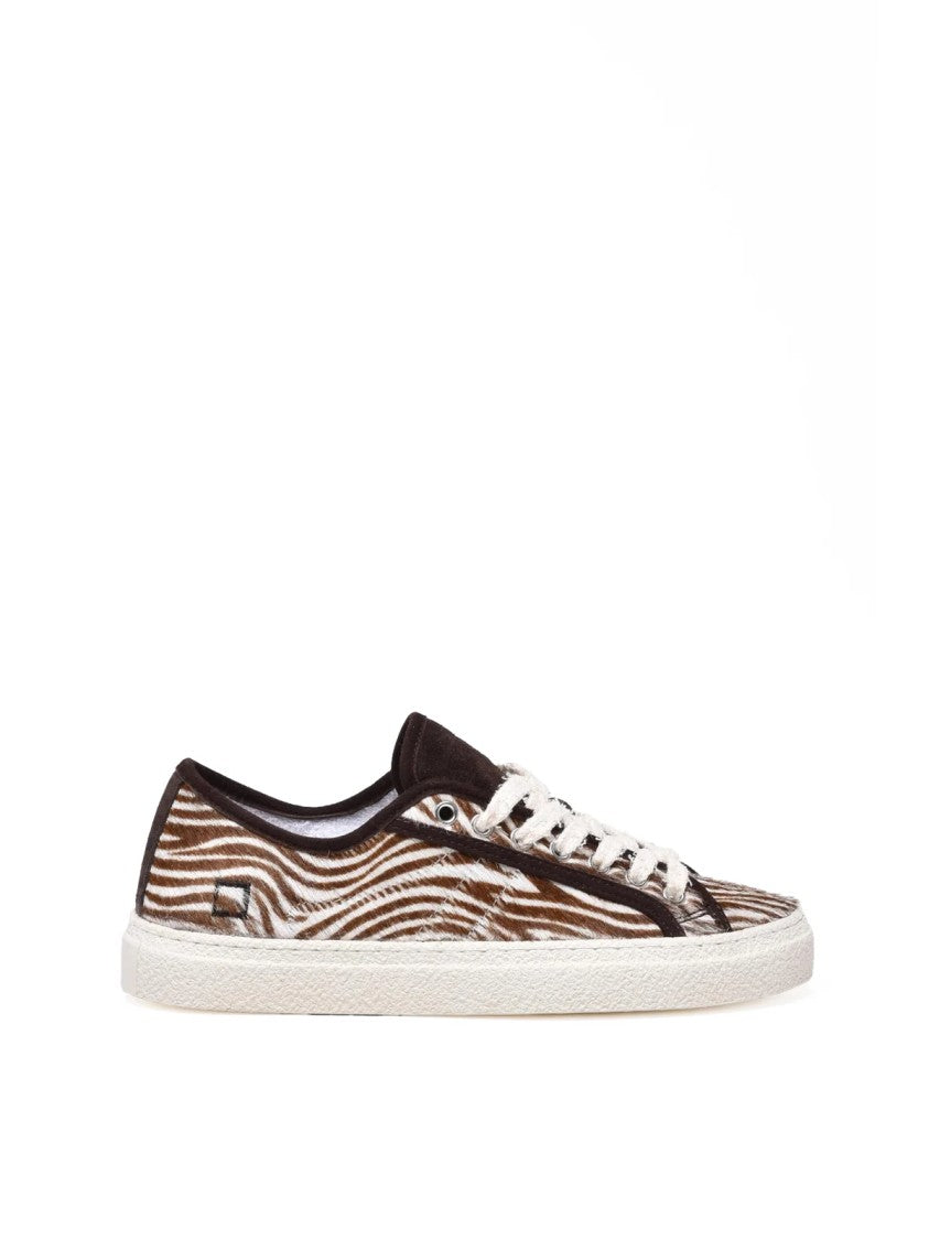 D.A.T.E Zebra Calfskin Leather Sneakers
