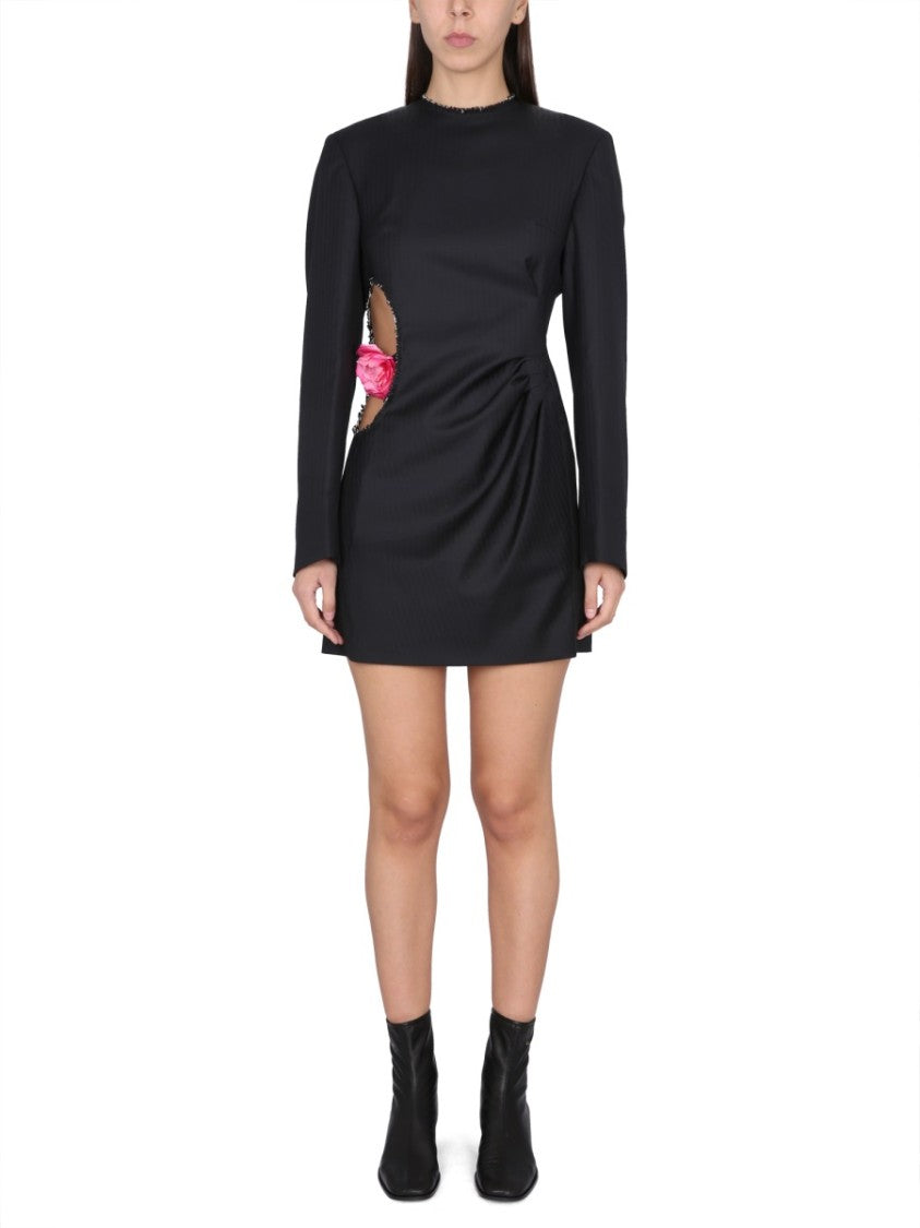 Acne Studios Cut-Out Mini Dress With Floral Embellishment