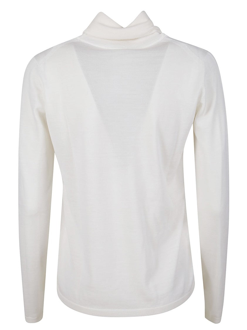 Max Mara Lightweight White Sweater With High Neckline