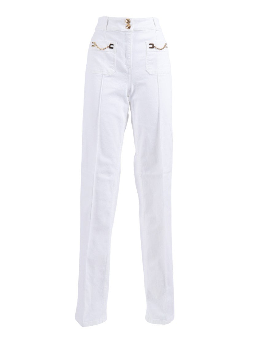 Elisabetta Franchi High Waisted Gold Hardware Jeans
