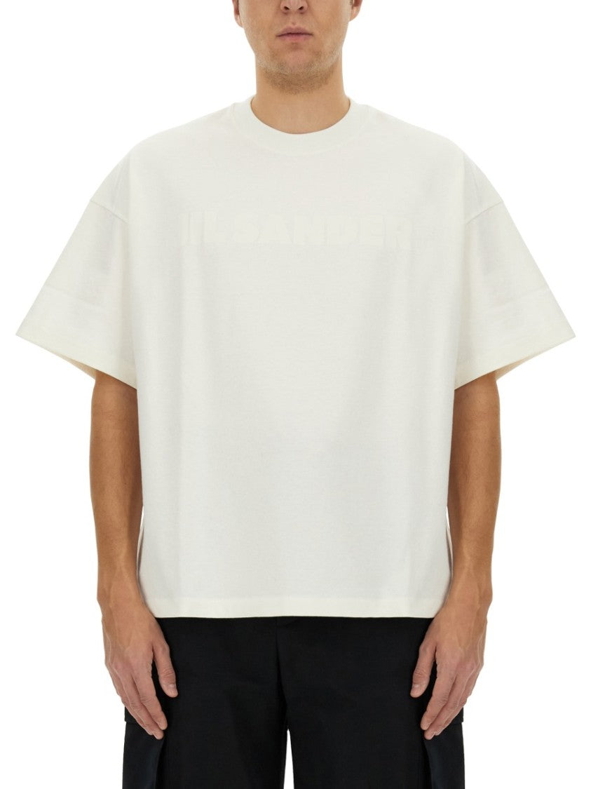 Jil Sander White Cotton T-Shirt With Subtle Logo