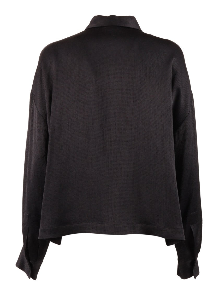 Peserico Black Blouse Boxy Collar Blouse