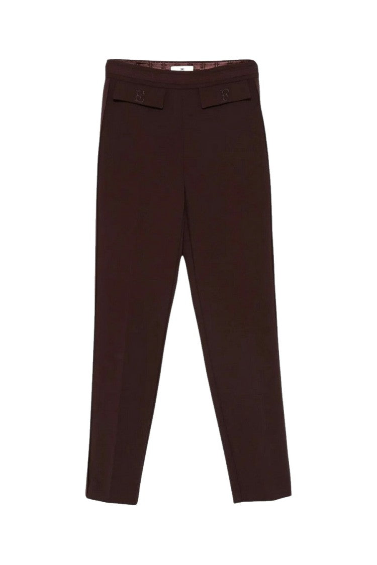 Elisabetta Franchi Brown Flap-Pocket Cropped Trousers