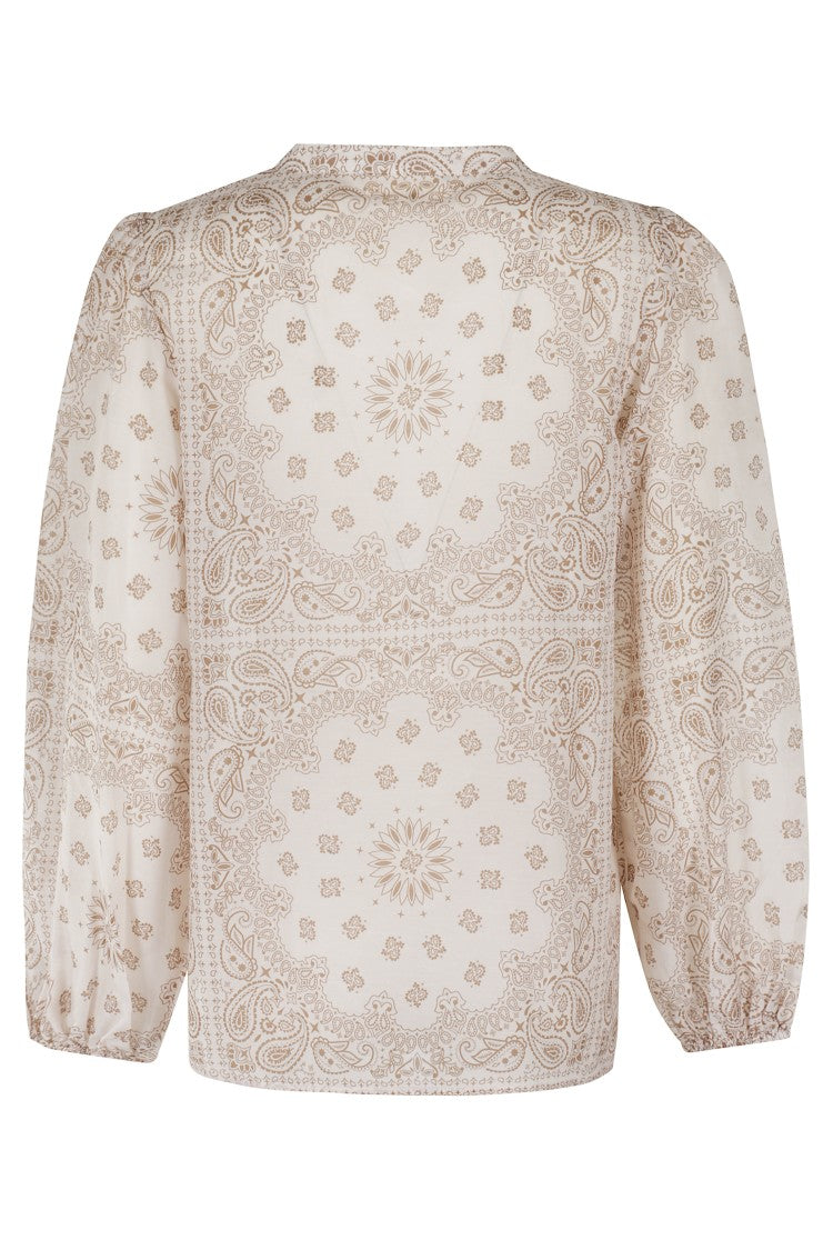 Mc2 Saint Barth Ecru Voile Cotton-Silk Blouse With Korean Collar