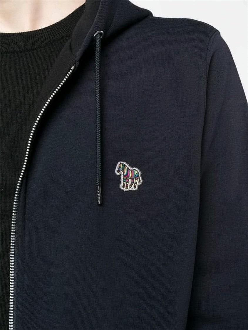 Paul Smith Full Zip Hooded Sweatshirt With Embroidered Detail