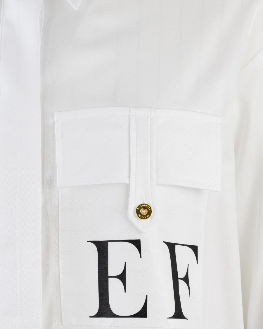 Elisabetta Franchi White Striped Cotton Poplin Shirt