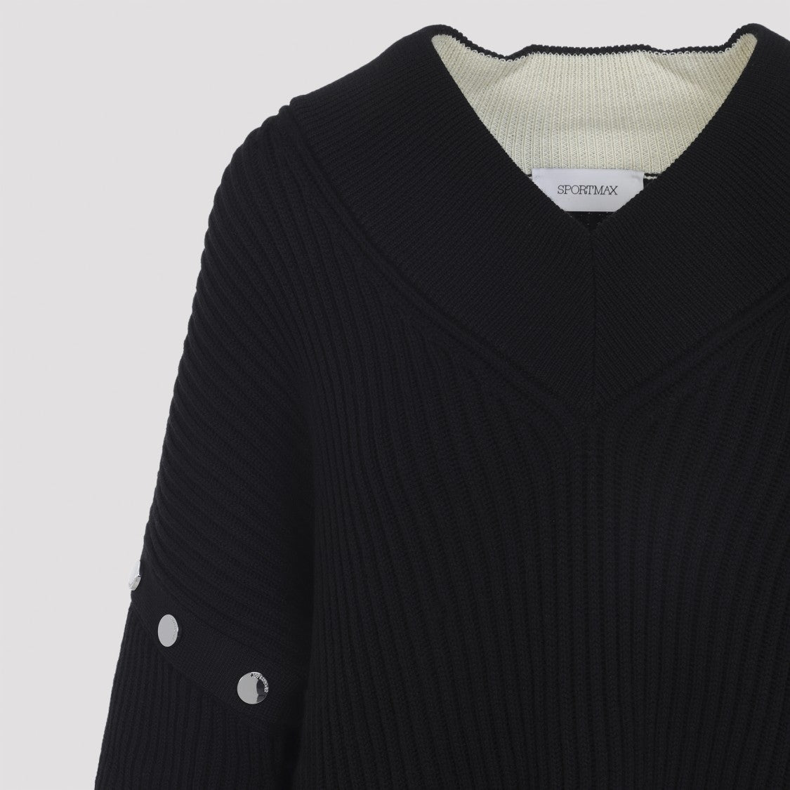 Sportmax Ribbed Knit Sweater With V-Neckline