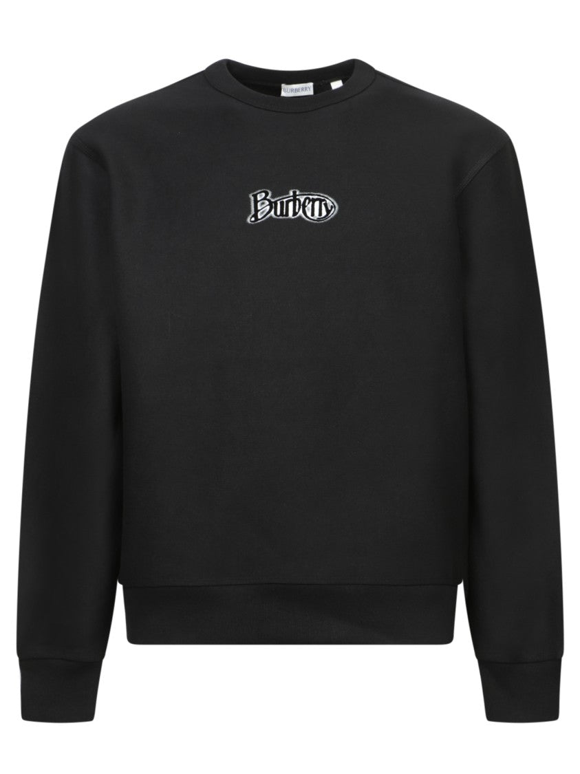 Burberry Black Sweatshirt With Classic Crew Neck And Iconic Logo