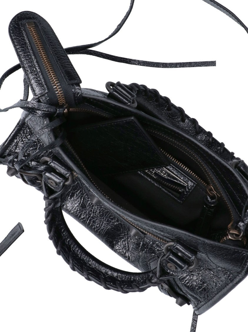 Balenciaga Black Le City Mini Arena Lambskin Shoulder Bag