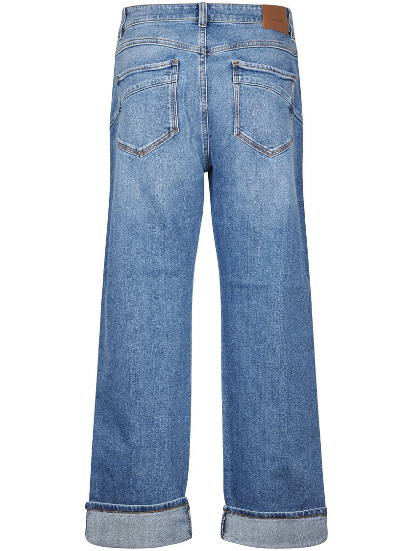 Sportmax Cropped Wide-Leg Jeans With Cuffed Hems And Traditional Five-Pocket Design