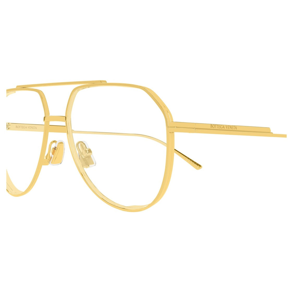 Bottega Veneta Bv1465s Geometric Aviator-Inspired Metal Sunglasses