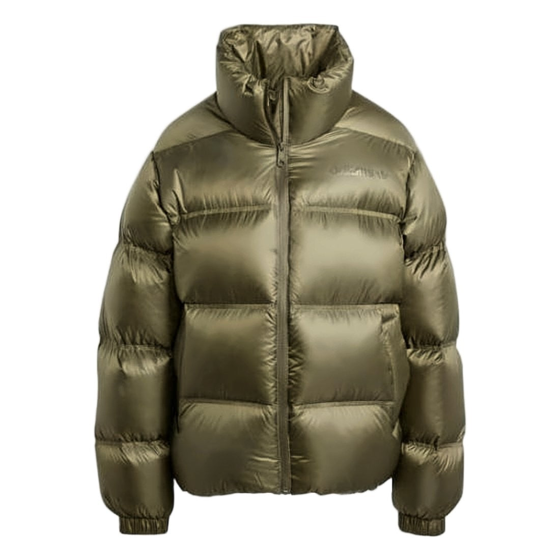 Adidas High-Collar Brown Puffer Jacket With Horizontal Quilting