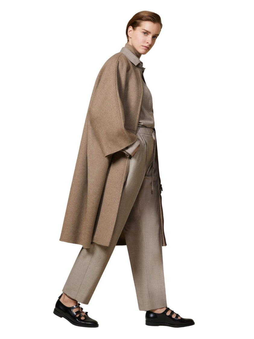 Max Mara Loose-Fit Brown Coat With Wide Sleeves