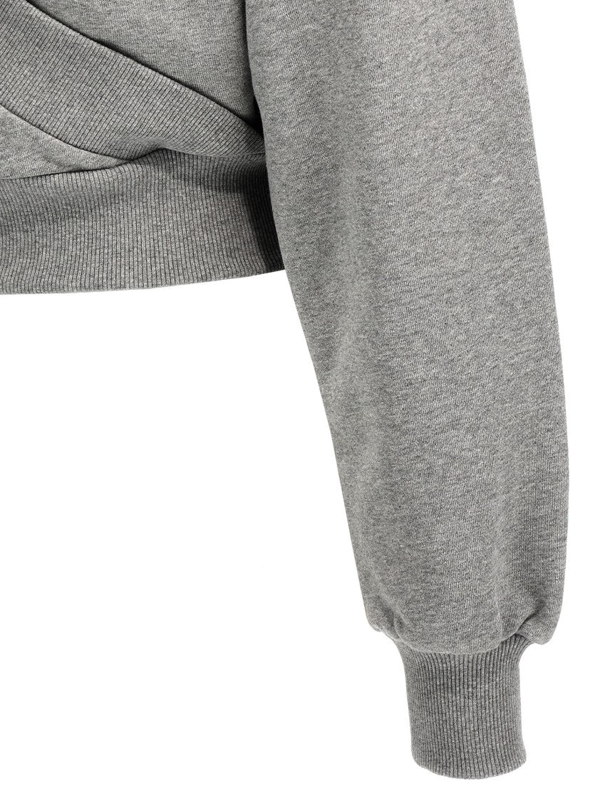 The Attico Crossed Back Logo Sweatshirt In Melange Grey