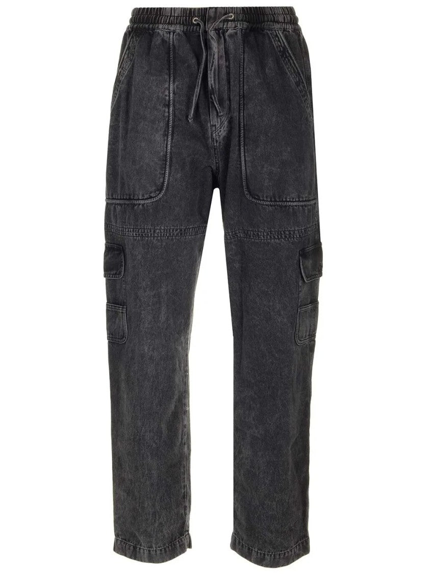 Isabel Marant Relaxed Fit Black Denim Pants With Adjustable Waistband