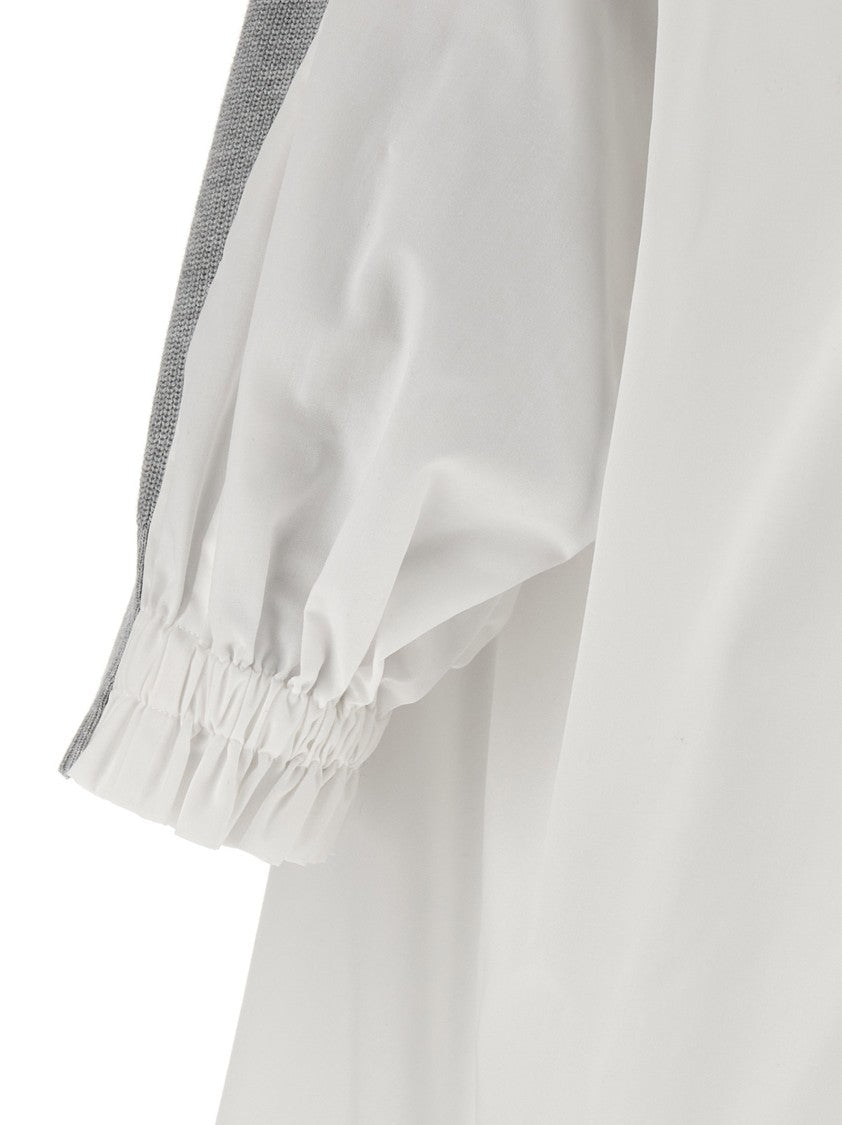 Sacai Asymmetrical Knit Blend And Cotton Poplin Sweater