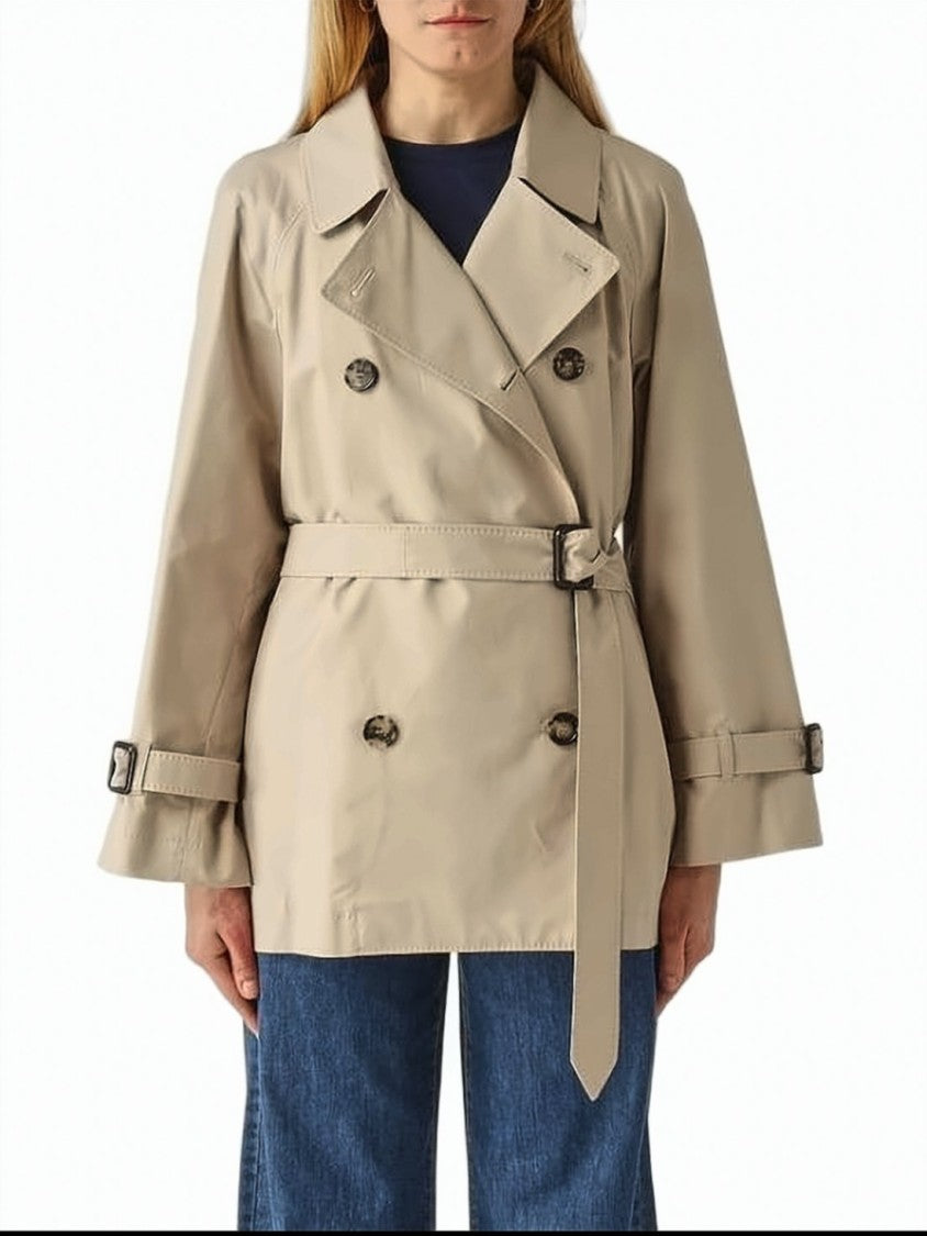 Max Mara Double-Breasted Beige Jacket With Tortoiseshell Buttons