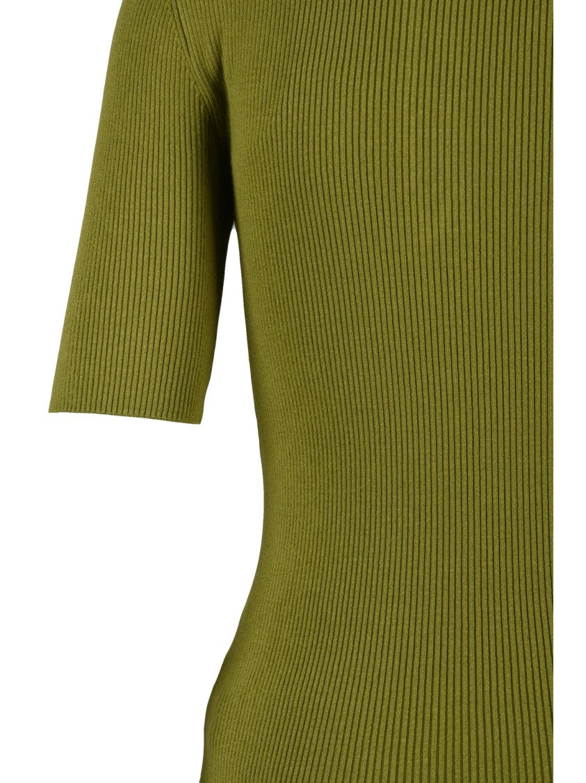 Marella Fitted Ribbed Knit Polo Top